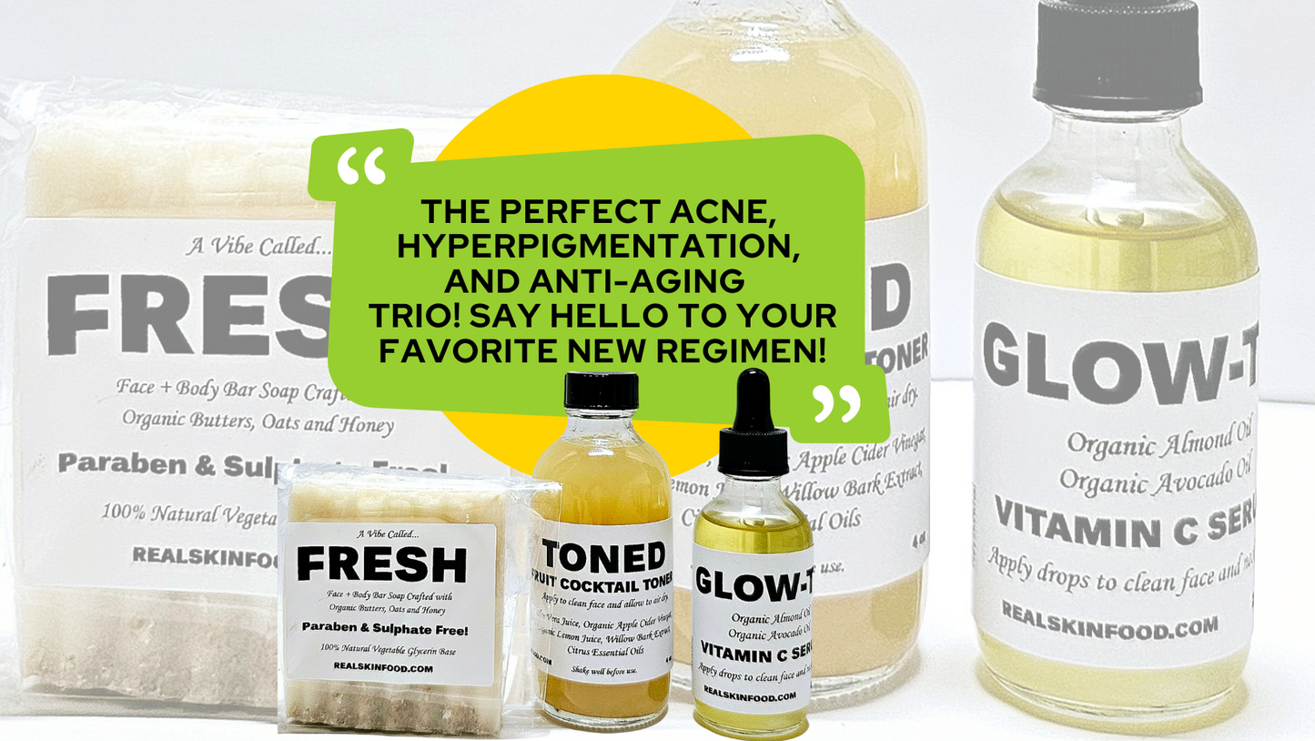 THE GLOW UP BUNDLE - 3 Piece Acne Care System + FREE Natural Exfoliating Bar Soap Pouch