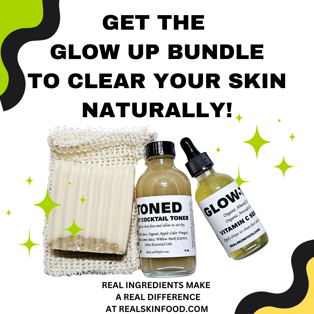 THE GLOW UP BUNDLE - 3 Piece Acne Care System + FREE Natural Exfoliating Bar Soap Pouch